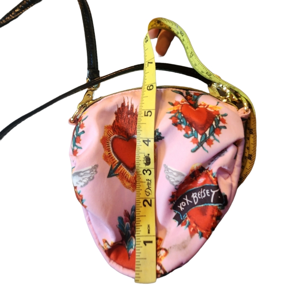 Betsy Johnson Bag Crossbody Pink Heart Purse Womens - Picture 9 of 10